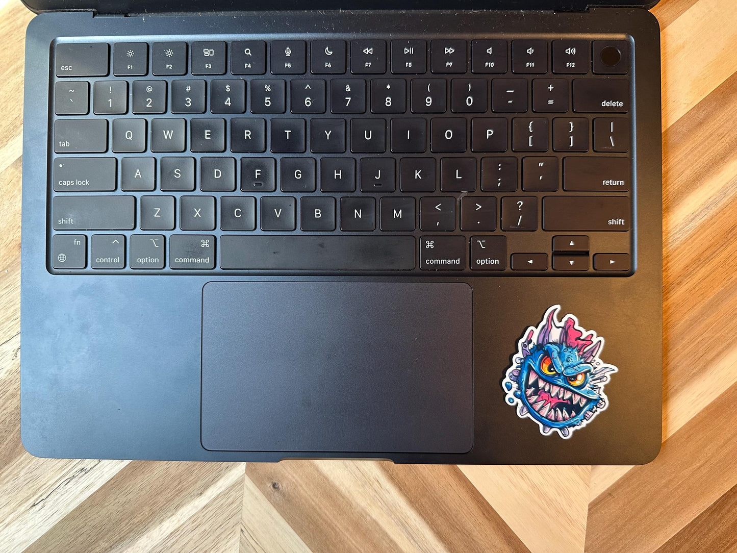 Blue Monster Sticker | Creepy Cute Vinyl Decal | Fantasy Creature Art | Gaming Monster Illustration | Sharp Teeth Design