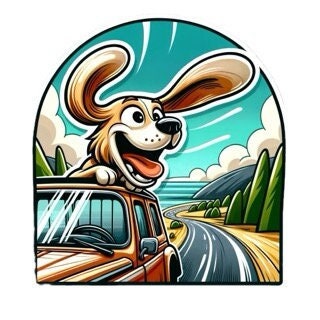 Mountain Bliss: Happy Dog | Car Riding Dog Sticker