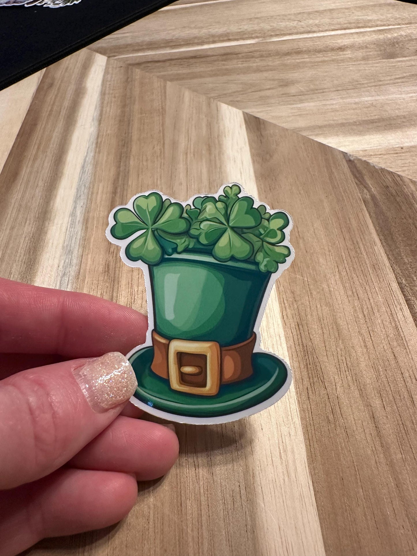 Leprechaun Hat Shamrock Sticker: St Patrick's Day Vinyl Decal