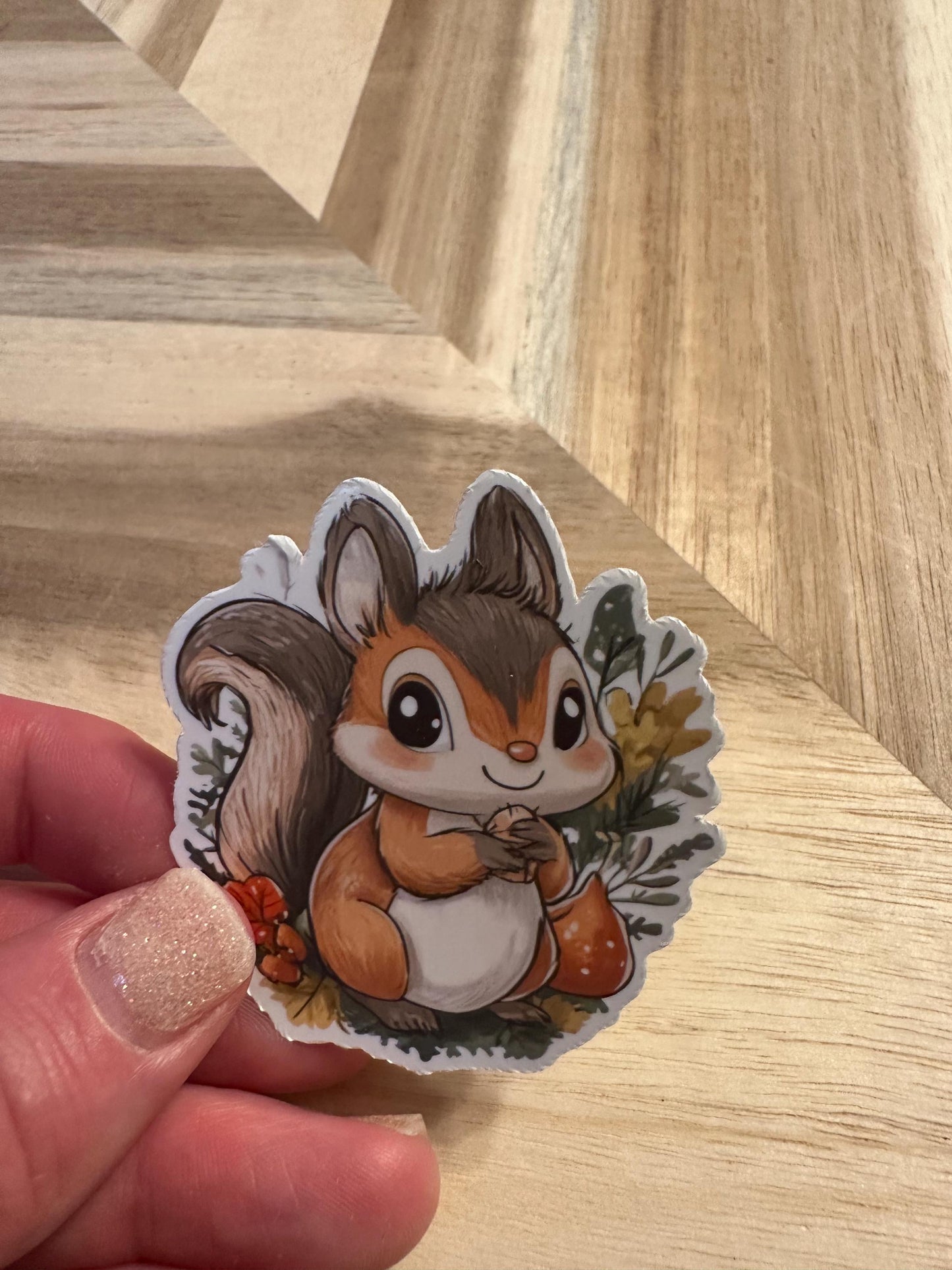Autumn Squirrel Sticker | Cute Forest Animal Die Cut Vinyl Sticker | Waterproof Laptop Decal | Woodland Creature Nature Journal Sticker