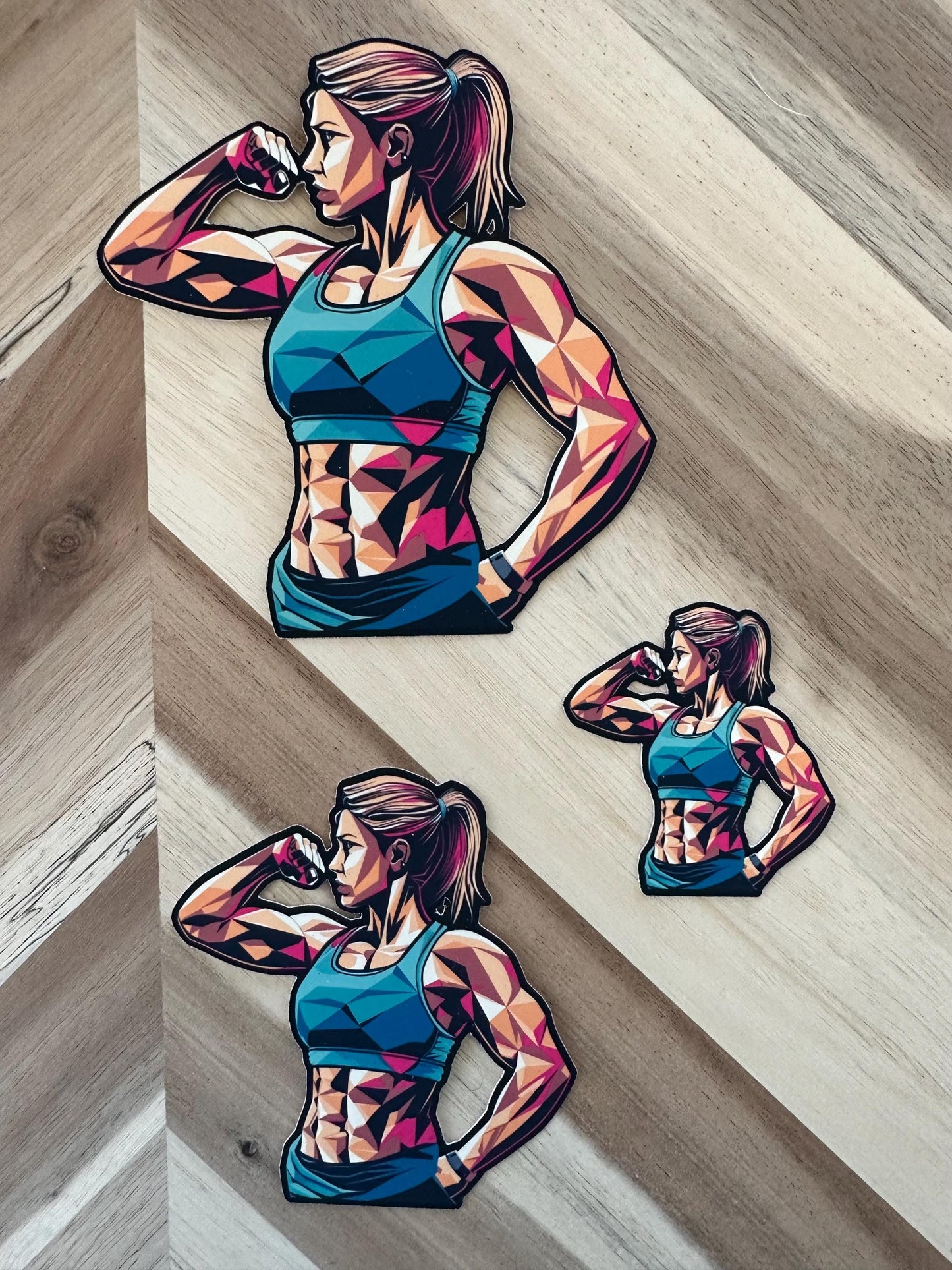Geometric Fitness Woman Sticker - Workout Gym Vinyl Decal