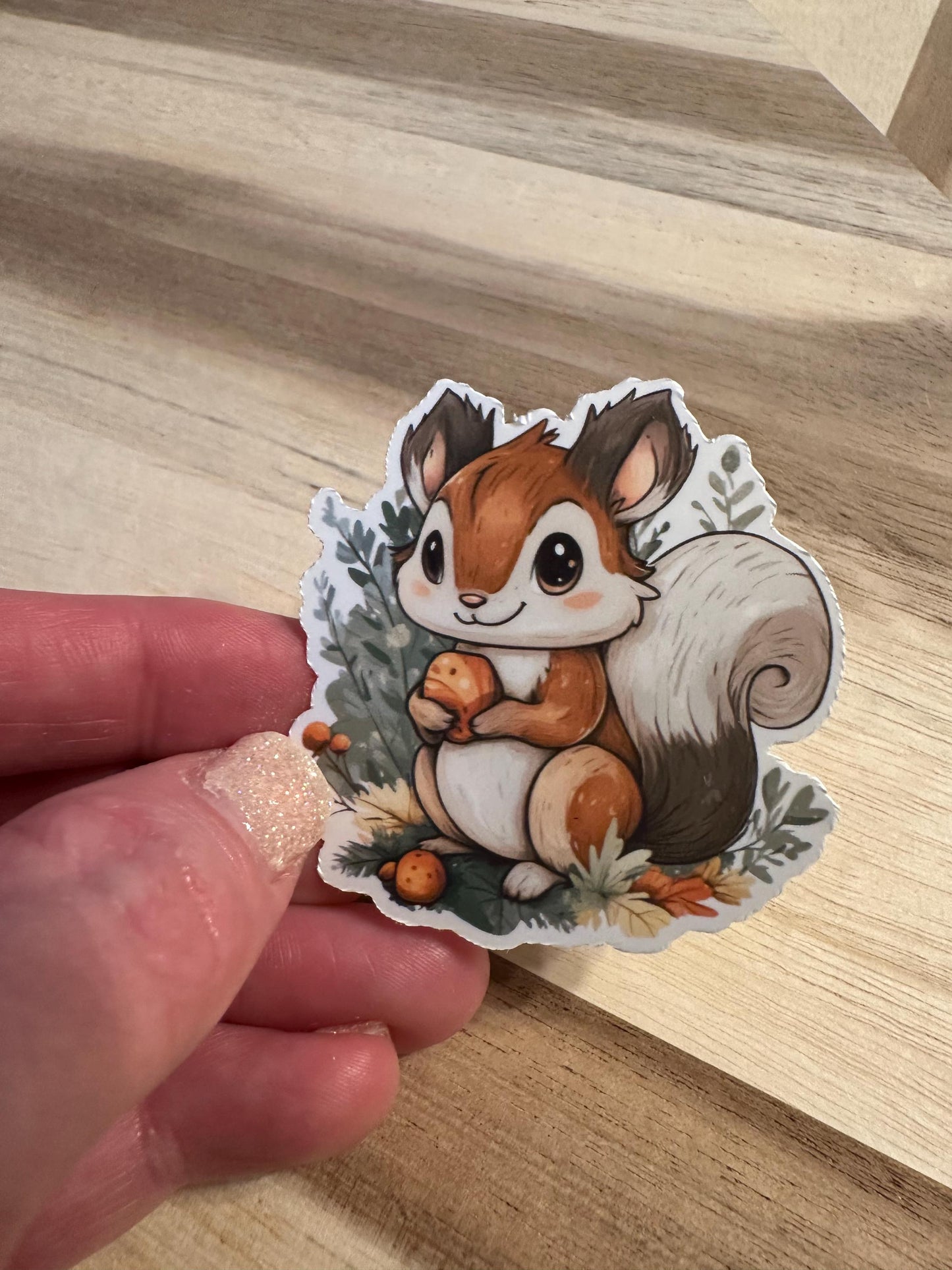 Acorn Squirrel Sticker: Die Cut Vinyl, Autumn Decor