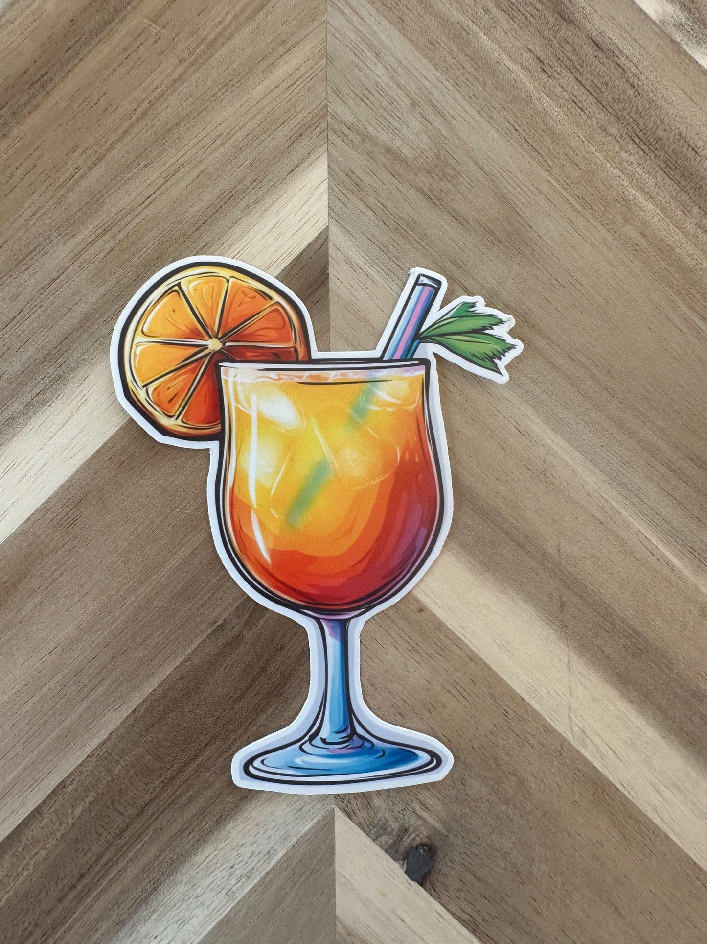 Mai Tai Vinyl Sticker: Tropical Cocktail Decal, Summer Drink Art