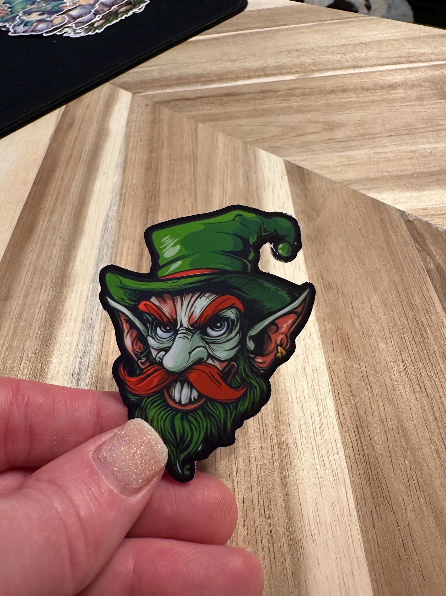 Angry Leprechaun Vinyl Sticker | Goblin Decal | Irish Folklore Art | Laptop Water Bottle Sticker