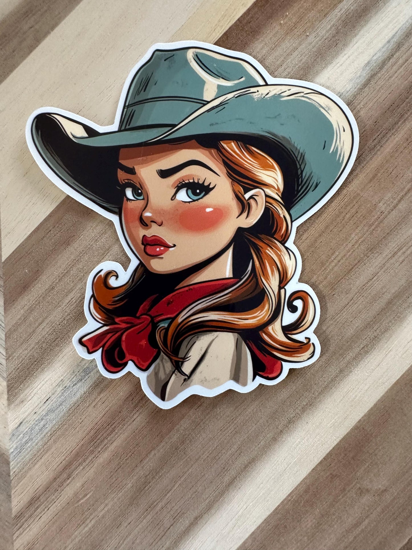 Western Cowgirl Vinyl Sticker | Vintage Pin-Up Style Decal