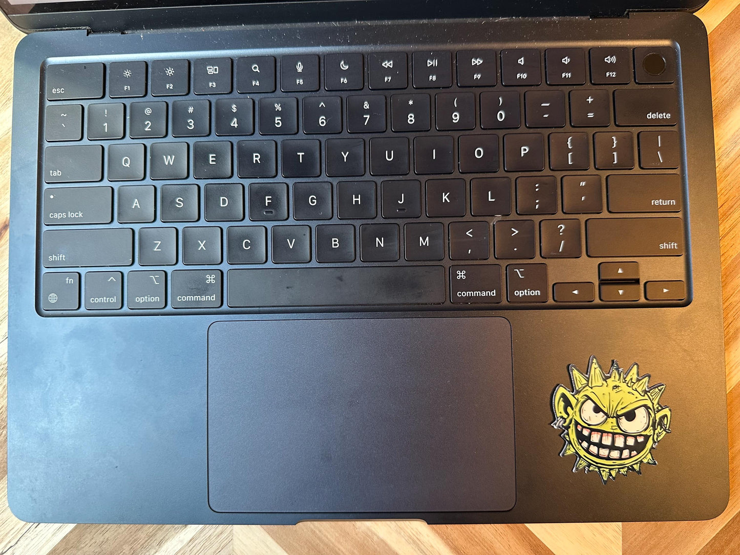 Angry Green Virus Sticker: Funny Cartoon Monster Decal