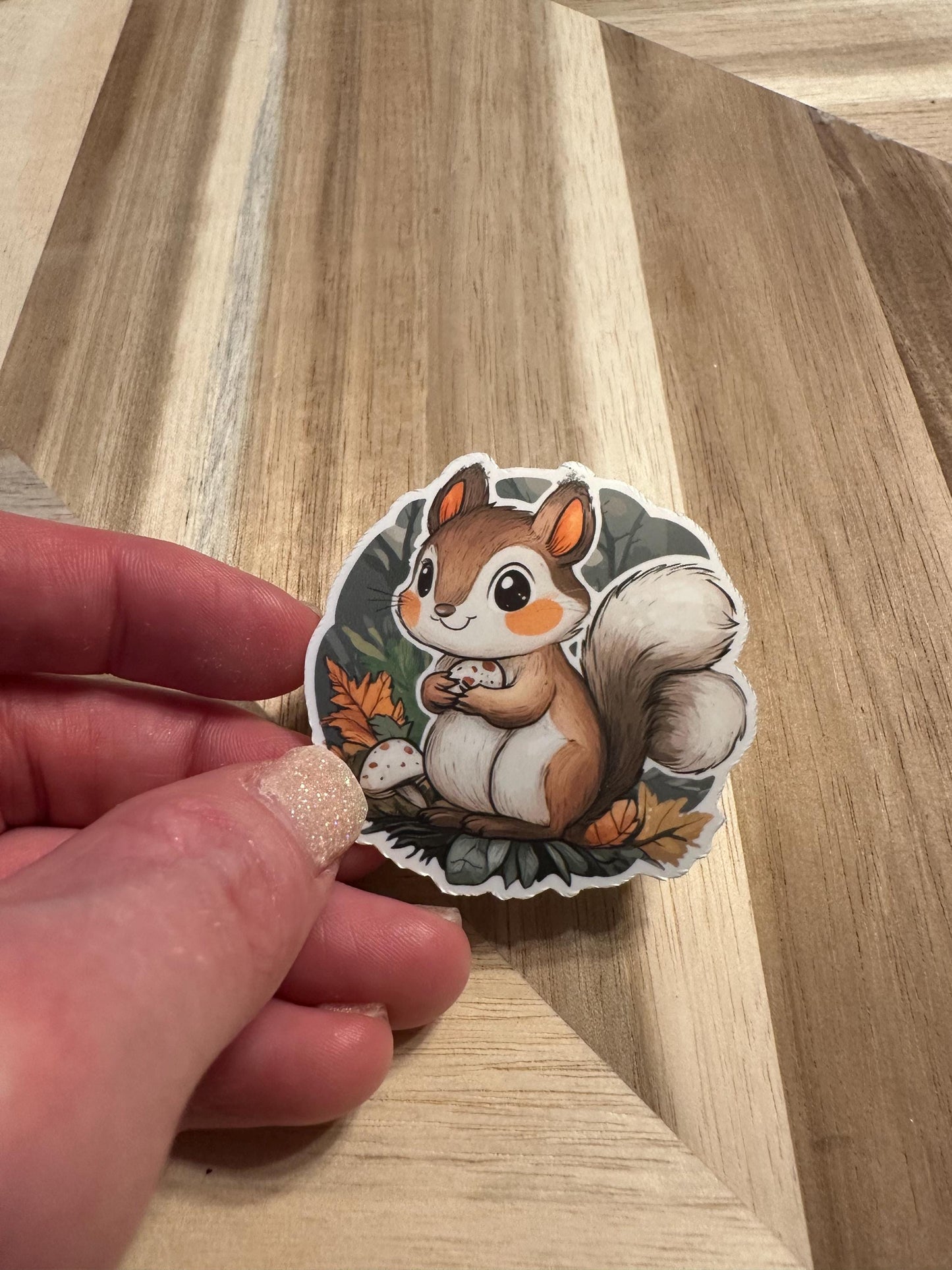 Woodland Squirrel Sticker: Autumn Forest Animal Die Cut
