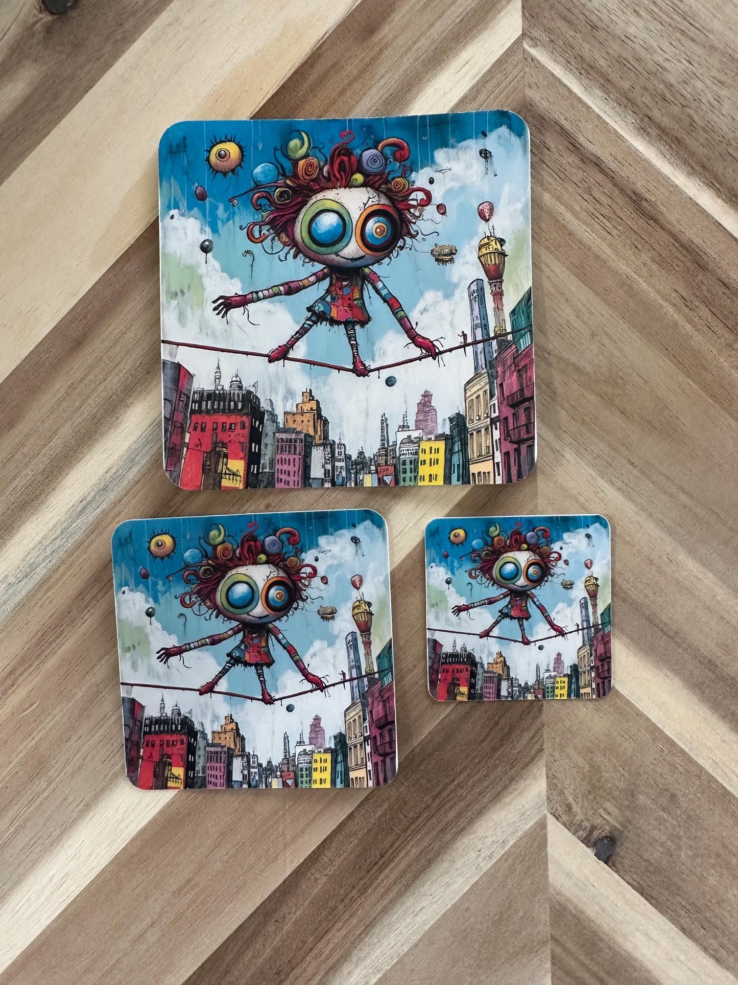 Whimsical Tightrope Walker Sticker - Circus Fantasy Vinyl Decal