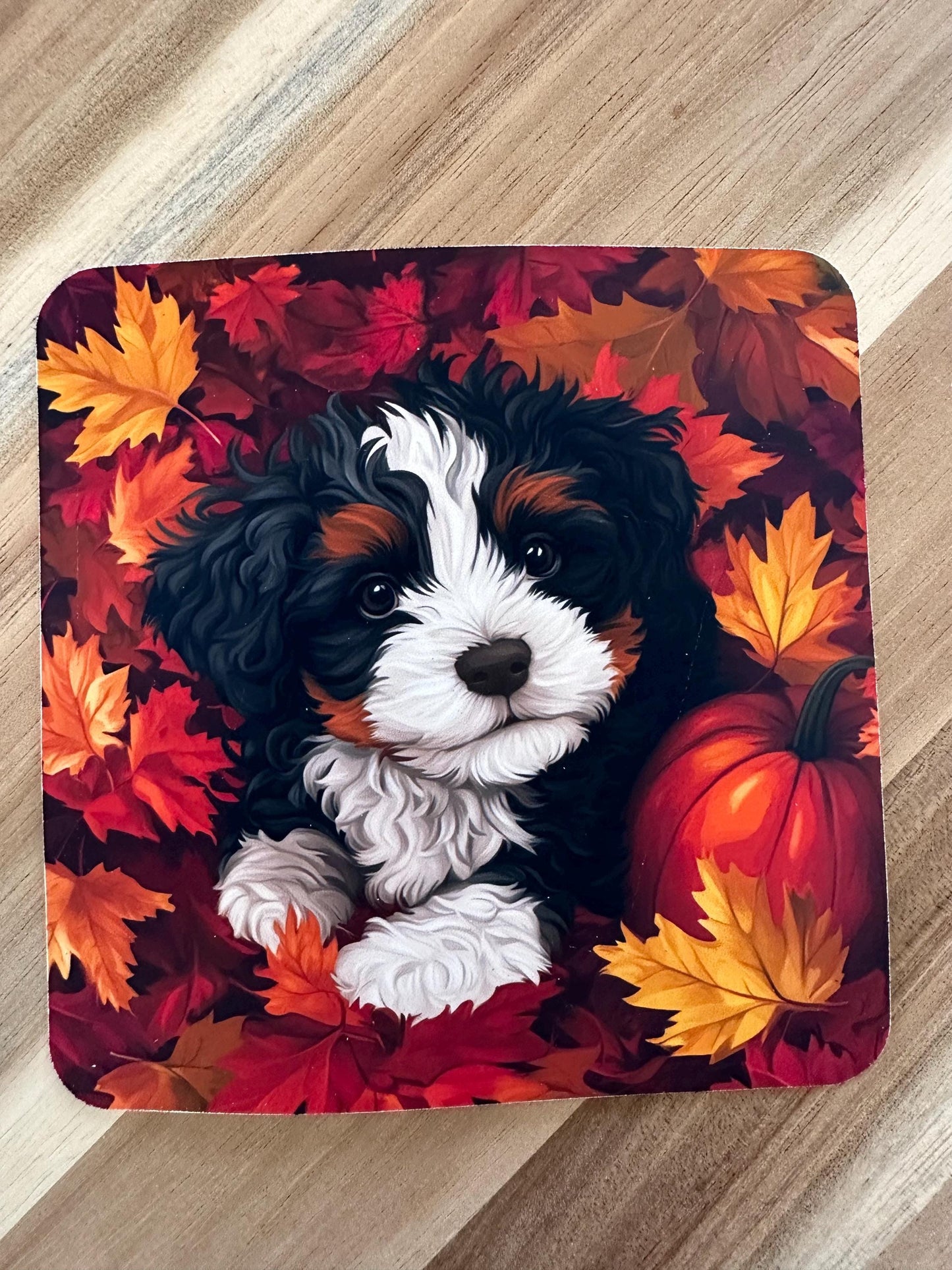 Autumn Bernedoodle Sticker - Fall Dog Vinyl Decal