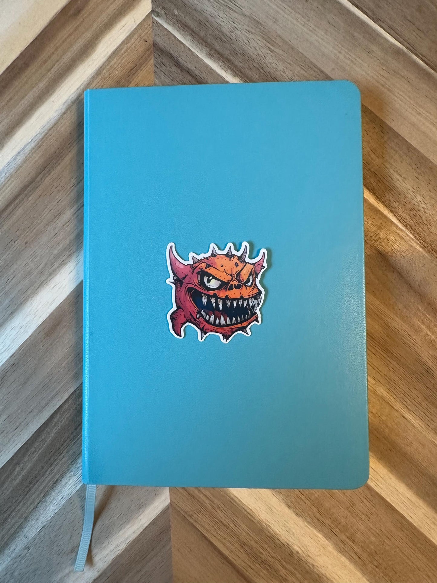 Red Demon Sticker | Cacodemon Gaming Vinyl Decal | Horror Monster Art | Sharp Teeth Illustration | Retro Gaming Laptop Sticker | FPS Game