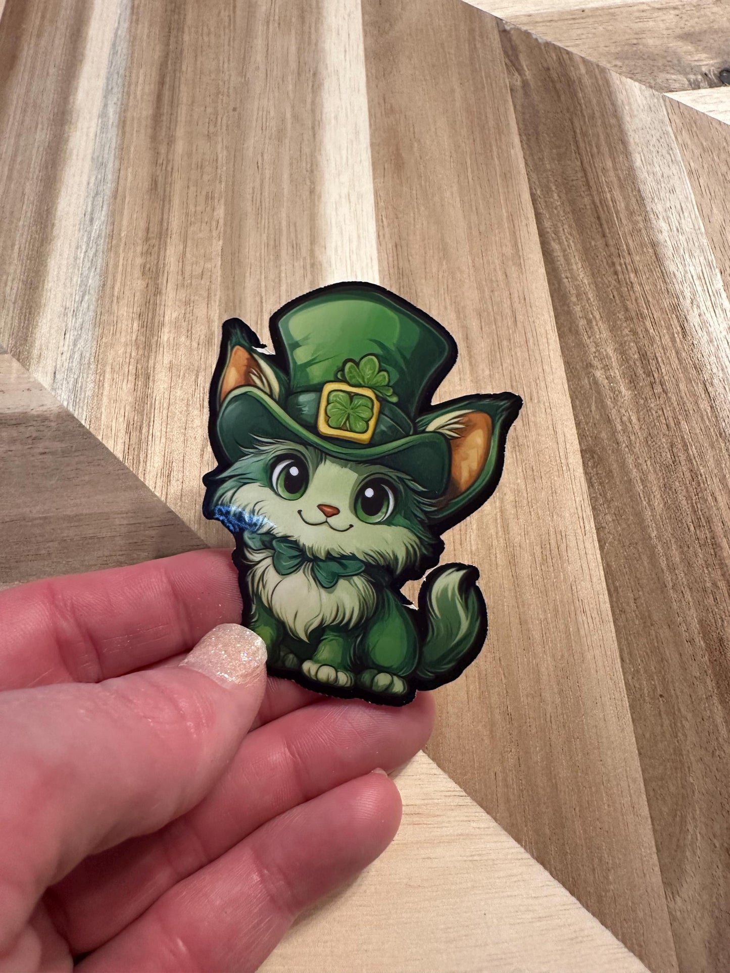 St. Patrick's Day Cat Sticker: Leprechaun Kitten Vinyl Decal