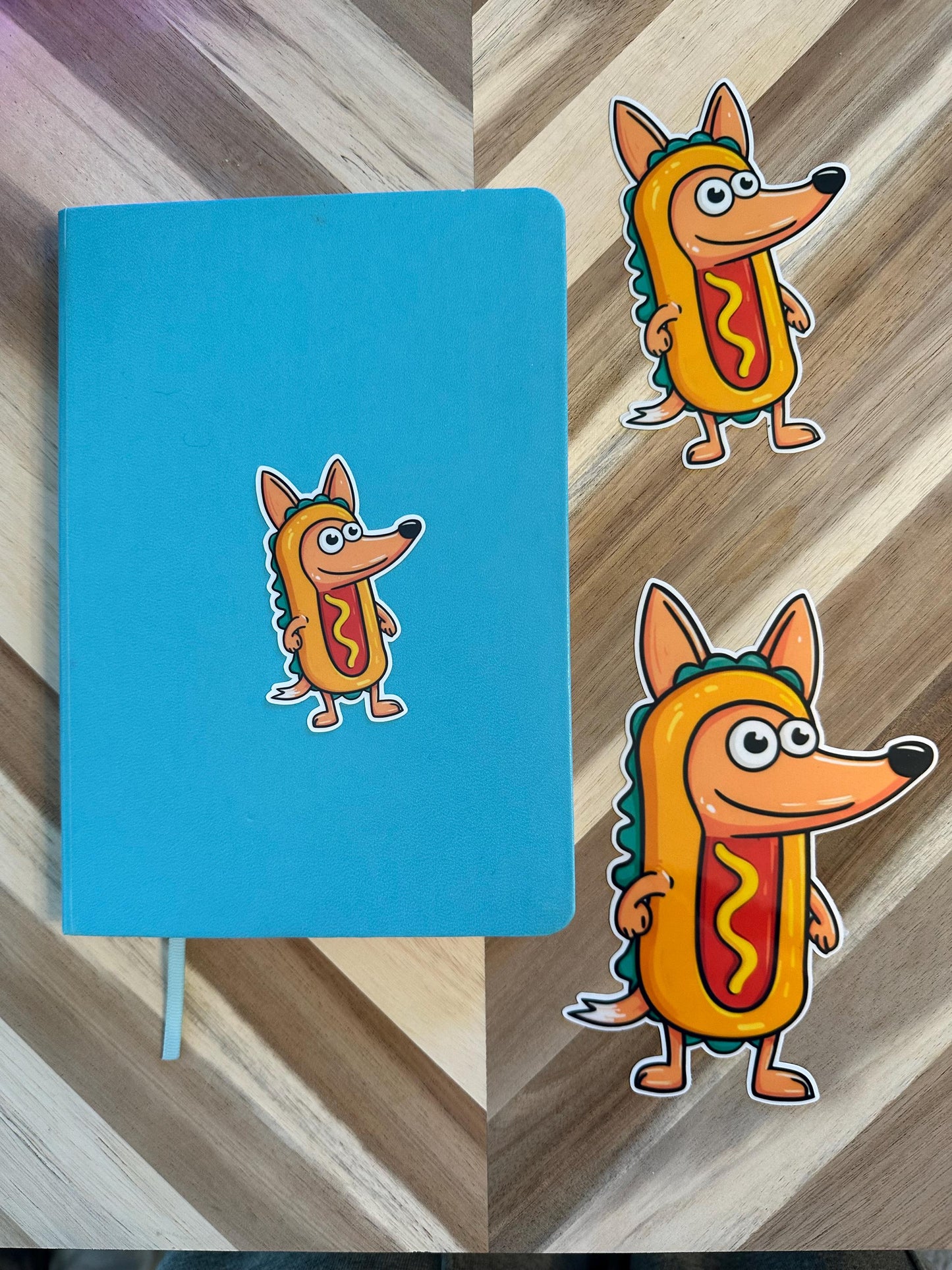 Funny Hot Dog Corgi Sticker - Cute Dog in Hot Dog Costume Vinyl Sticker