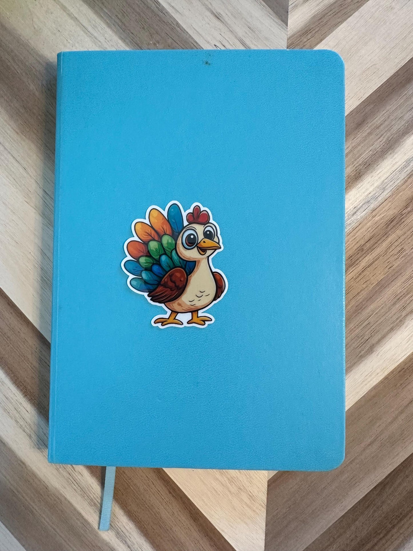 Adorable Rainbow Turkey Sticker - Colorful Thanksgiving Turkey Vinyl Sticker