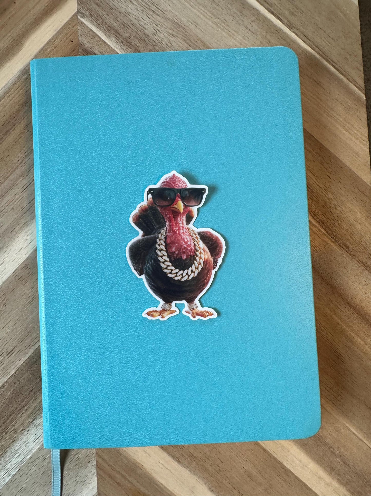 Funny Gangster Turkey Sticker - Cool Turkey with Sunglasses and Chain Vinyl St