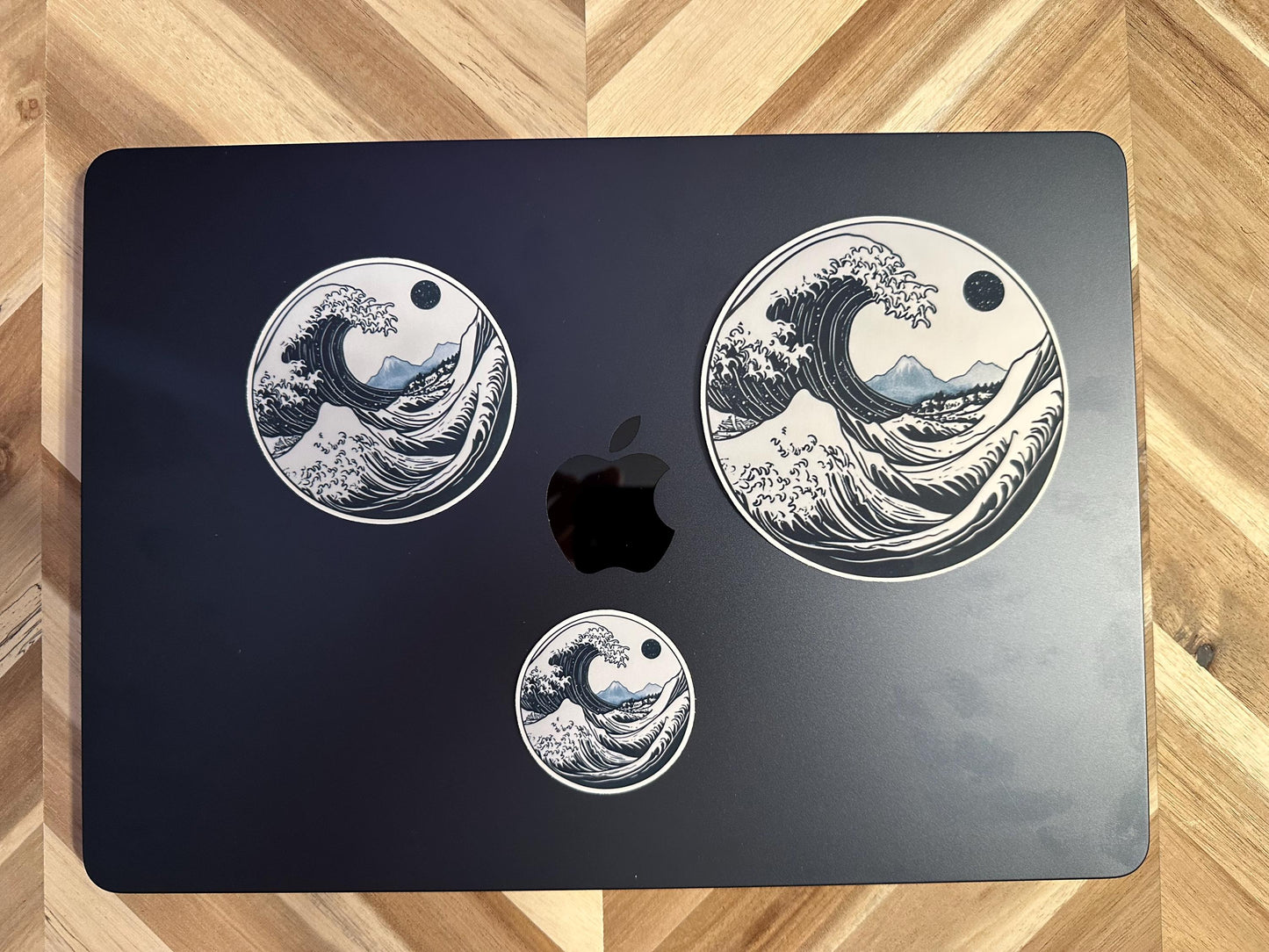 Japanese Wave Sticker: Black and White Ocean Art, Waterproof Vinyl Decal