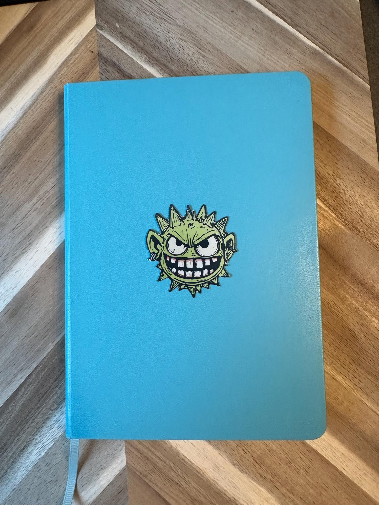 Angry Green Virus Sticker: Funny Cartoon Monster Decal