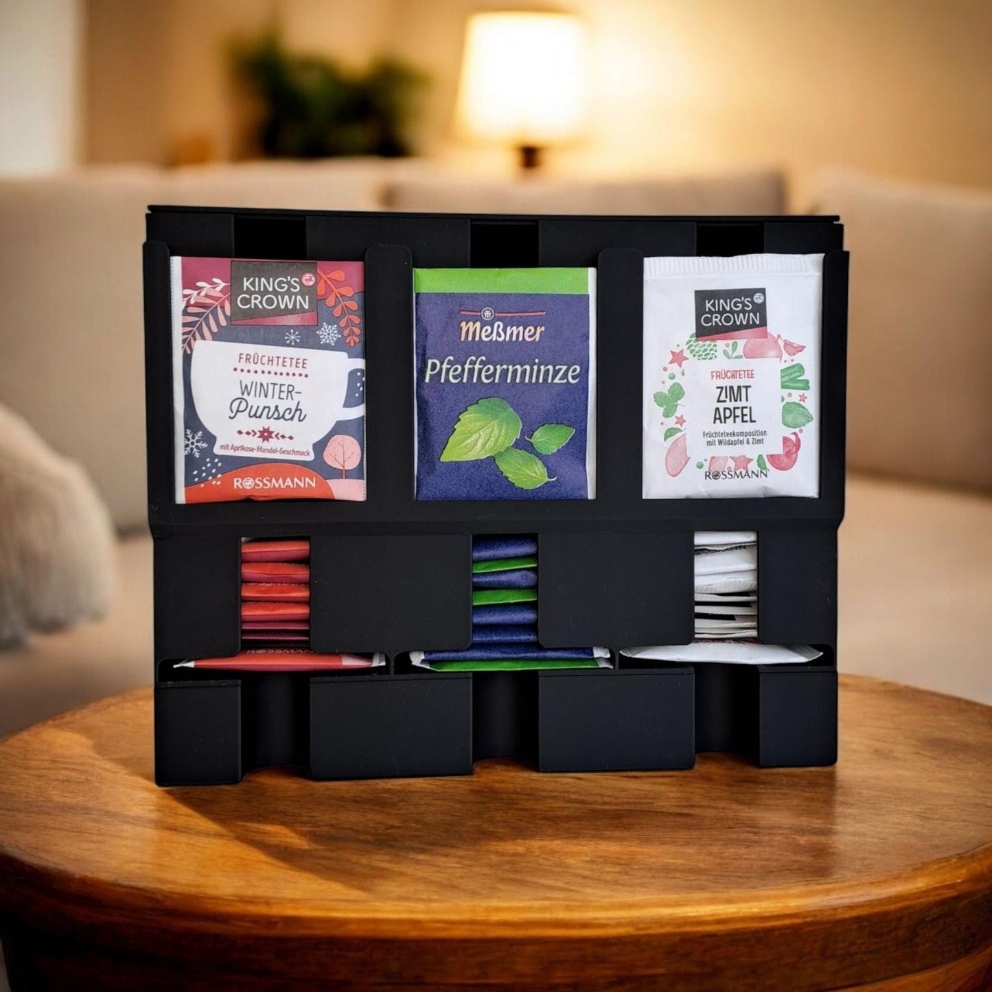 3D Printed Tea Bag Organizer: Modern Matte Black Tea Station