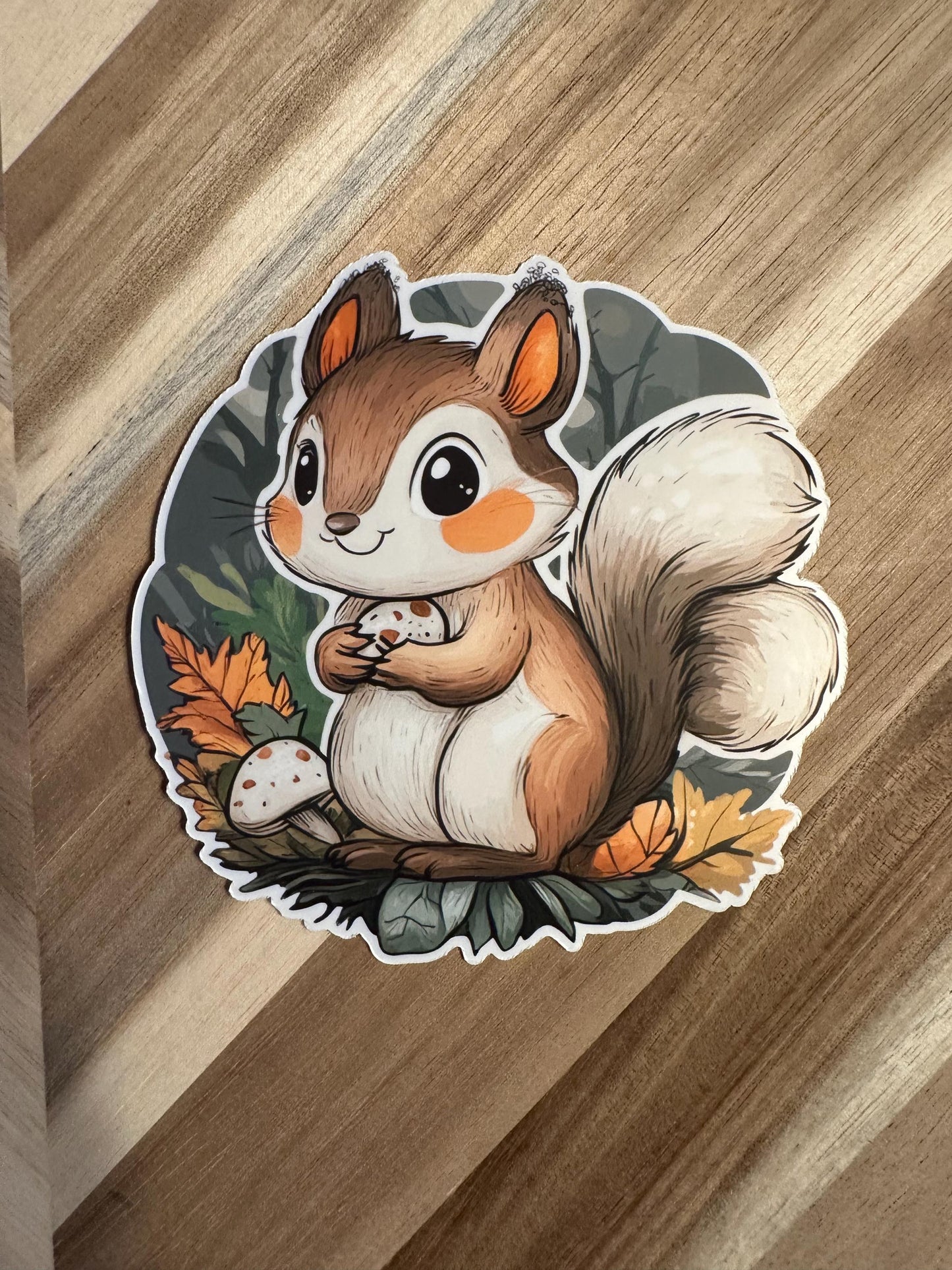 Woodland Squirrel Sticker: Autumn Forest Animal Die Cut