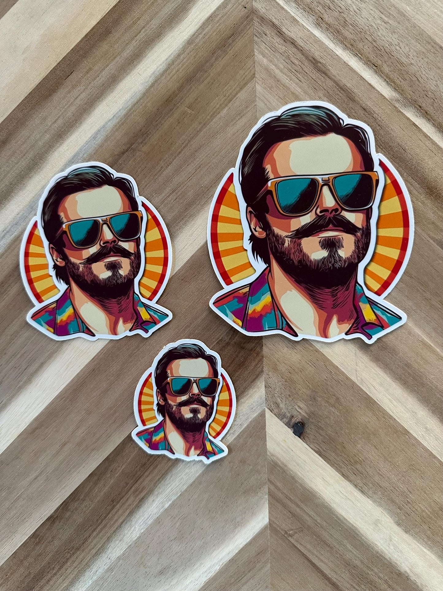 Retro Cool Dad Sticker | 70s Vintage Style Man | Hipster Father Decal | Groovy Dad Gift | Mustache Sunglasses Vinyl | Father's Day Present