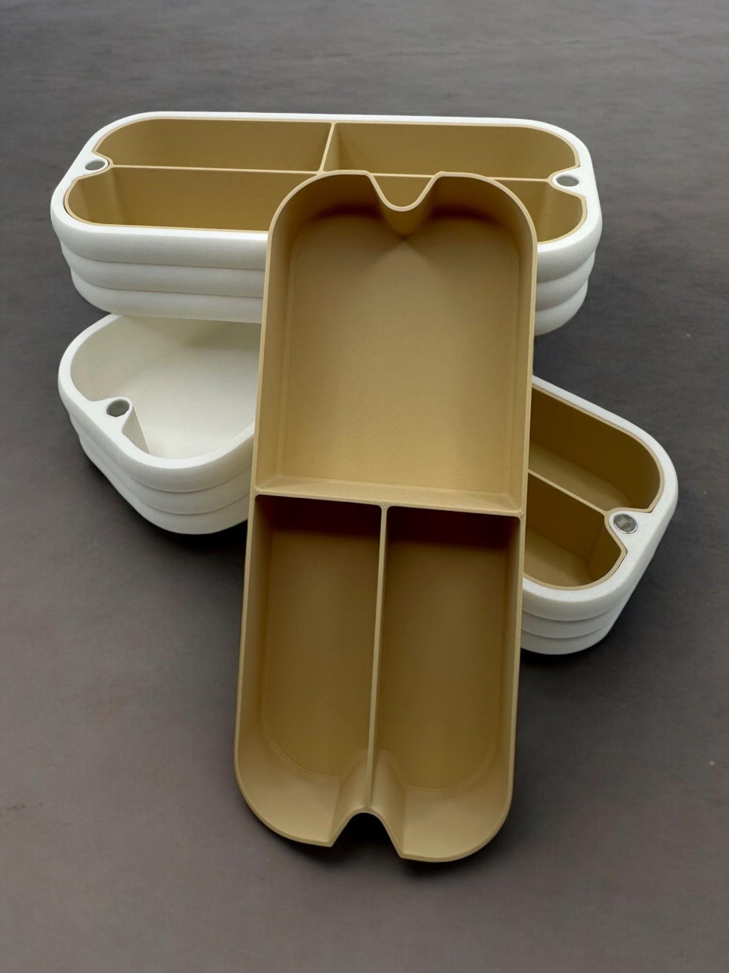 Modern 3D Printed Three-Tier Storage Box - Minimalist Desk Organizer