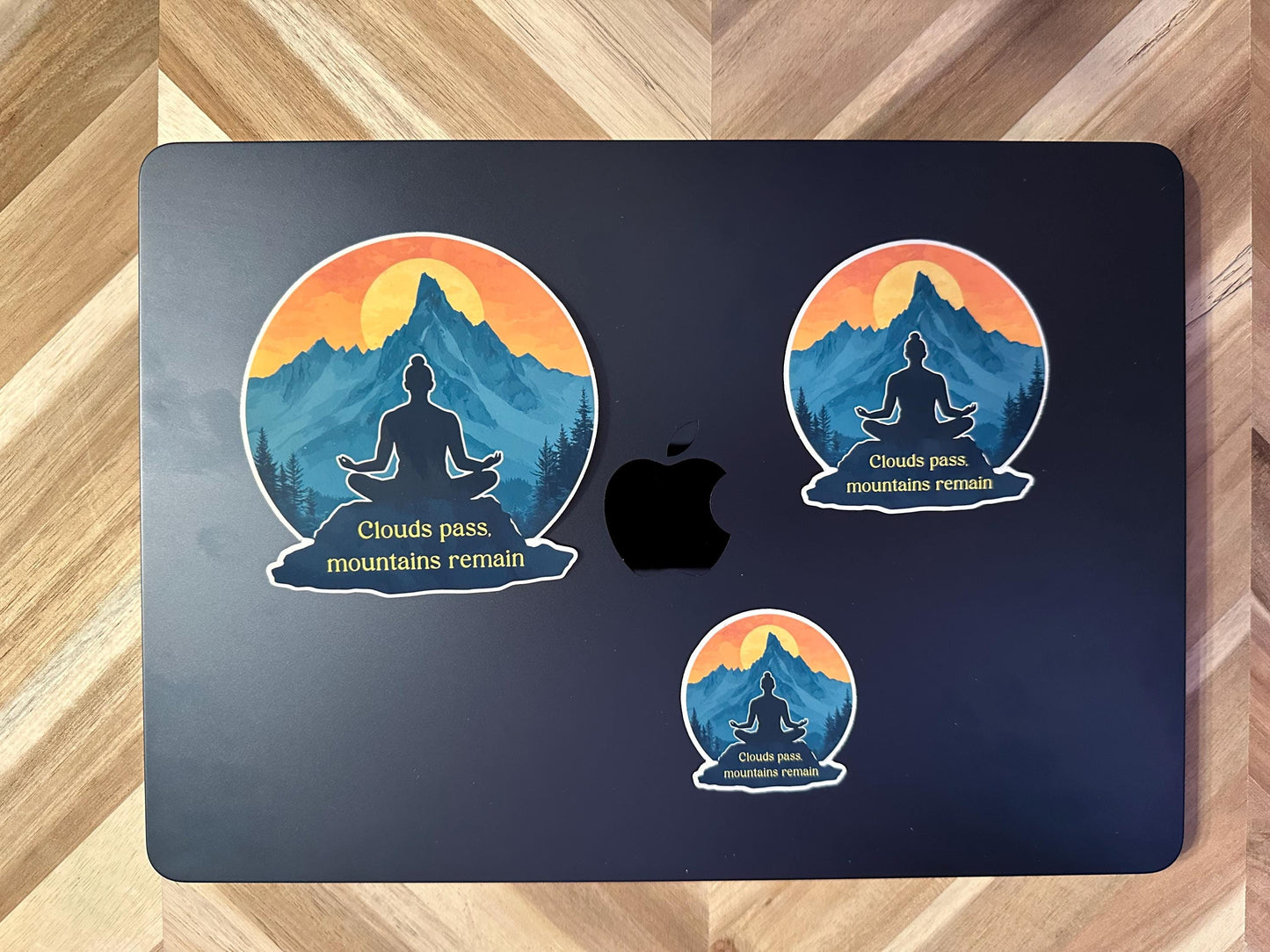 Mountain Meditation Sticker: Inspirational Nature Quote Decal
