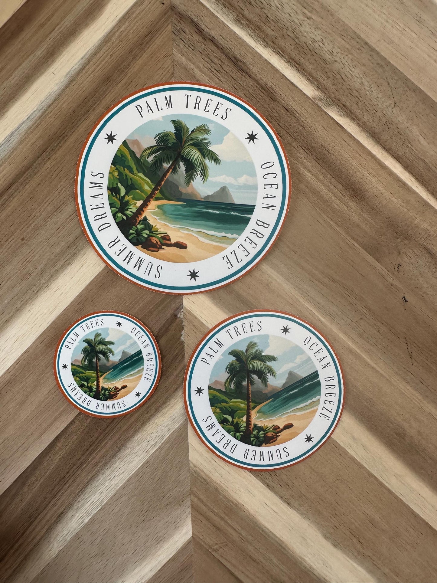 Tropical Beach Vinyl Sticker: Palm Trees, Ocean Breeze