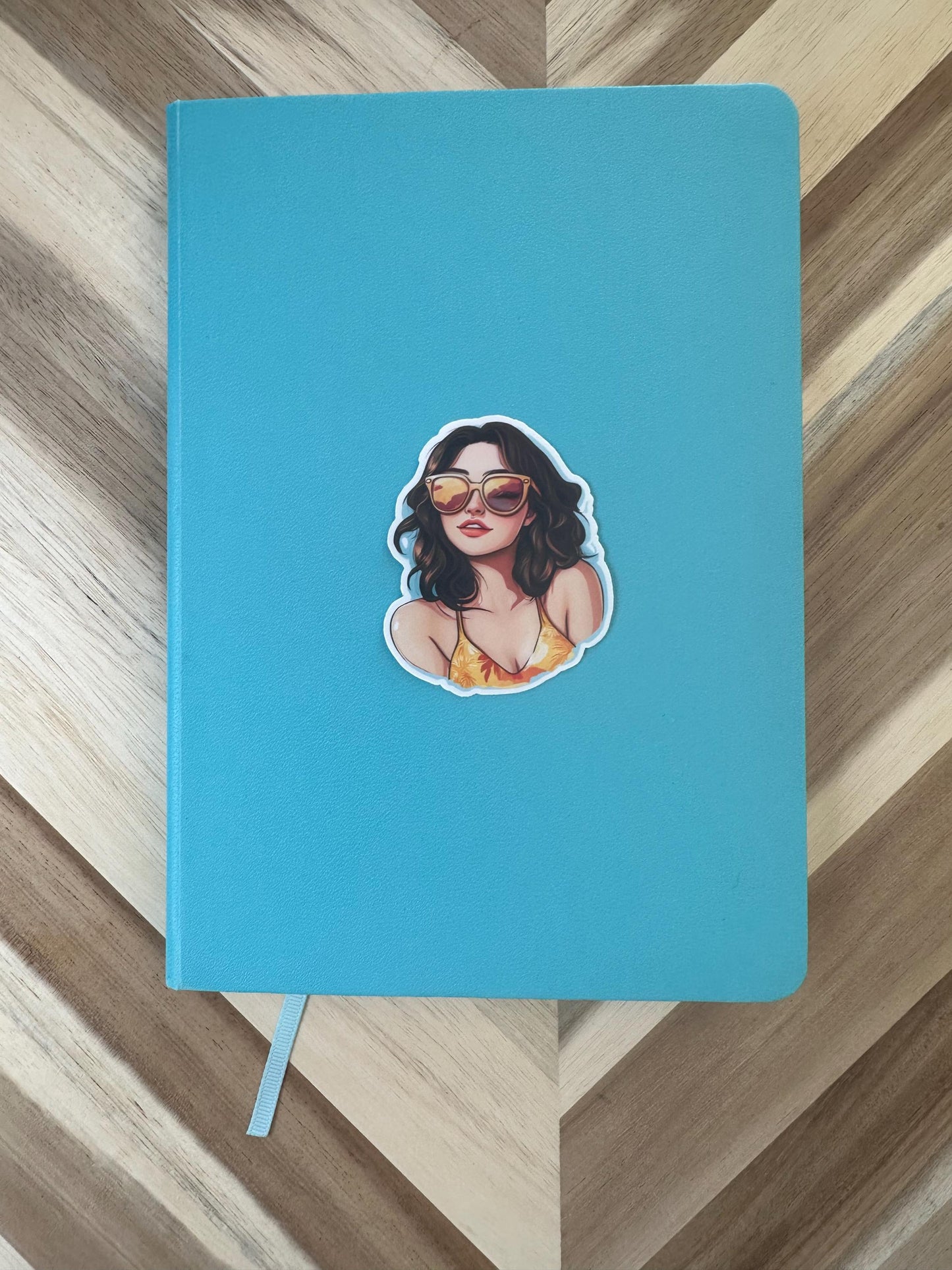 Summer Vibes Girl Sticker | Aesthetic Sunglasses Fashion Die Cut | Waterproof Vinyl Decal | Beach Bikini Art | Laptop Tumbler Sticker