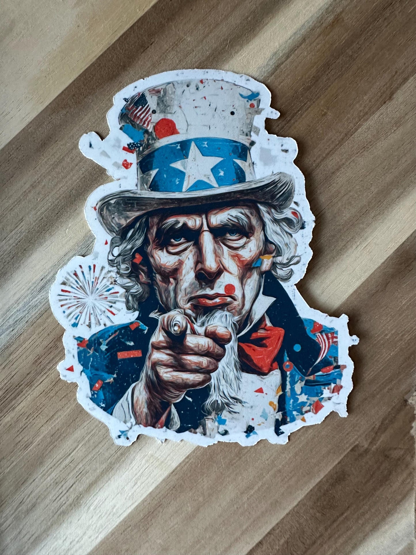 Zombie Uncle Sam Sticker: Gothic Horror Patriotic Decal