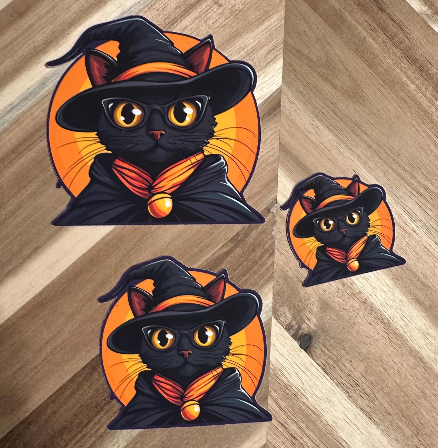 Black Cat Witch Sticker: Halloween Decor
