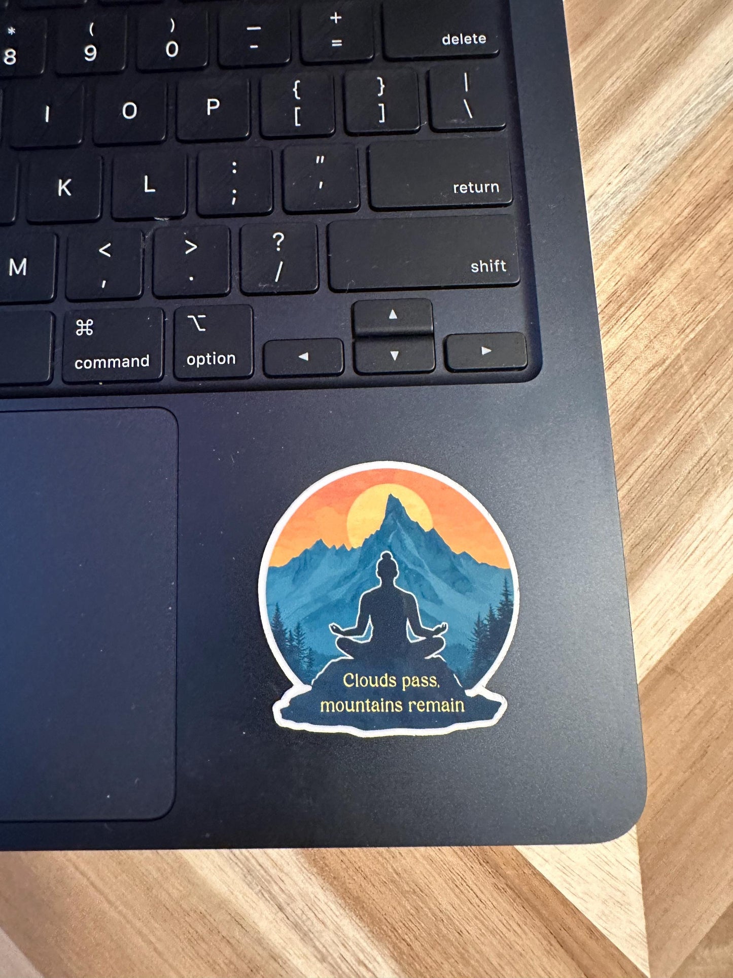 Mountain Meditation Sticker: Inspirational Nature Quote Decal
