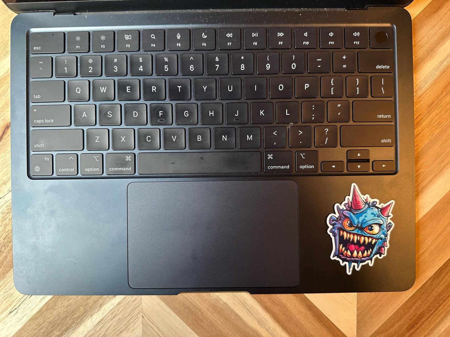 Blue Horned Monster Vinyl Sticker | Scary Creature Decal | Laptop Horror Art | Waterproof Car Stickers