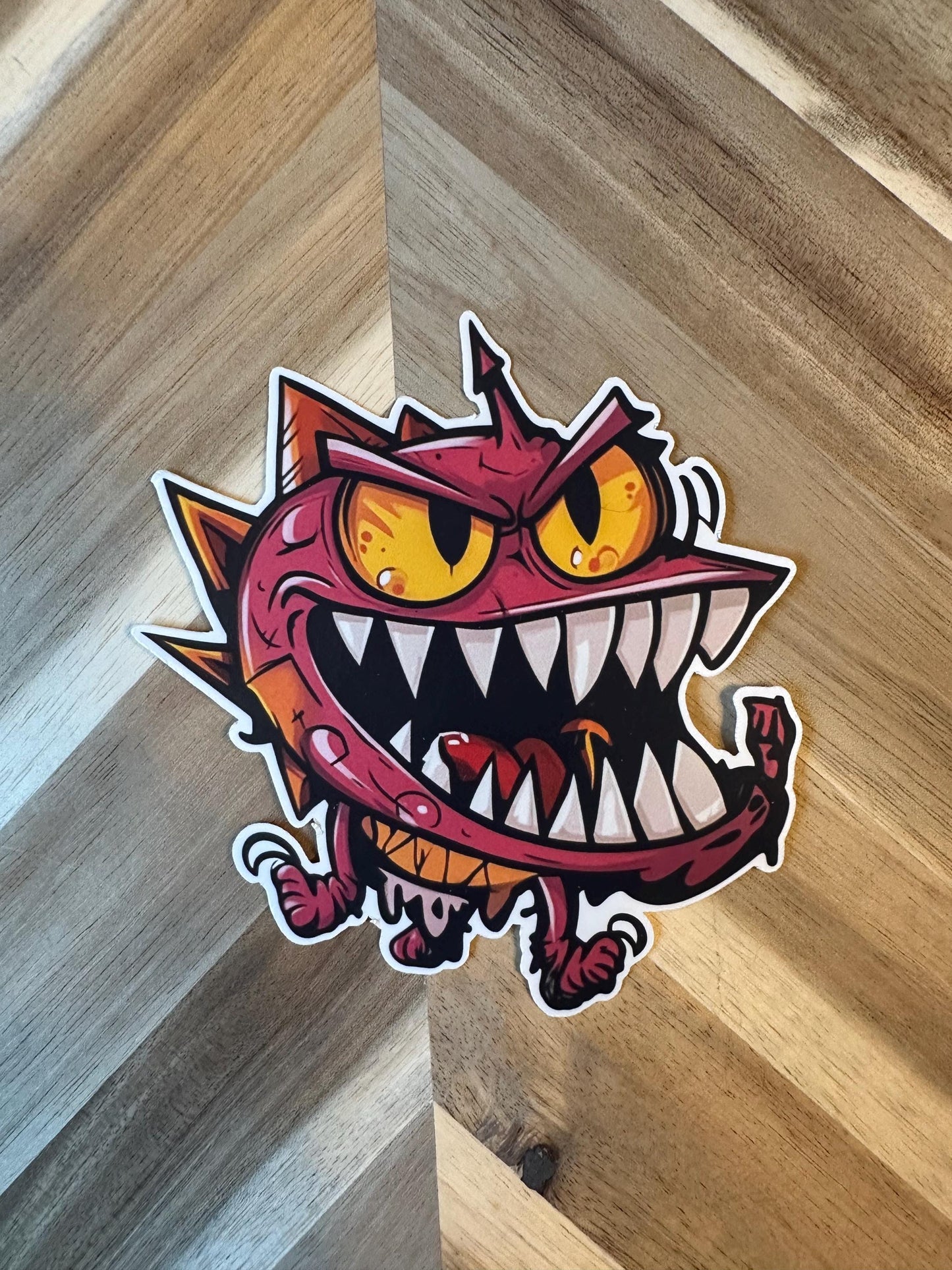 Red Mimic Monster Vinyl Sticker: D&D Gaming Decal