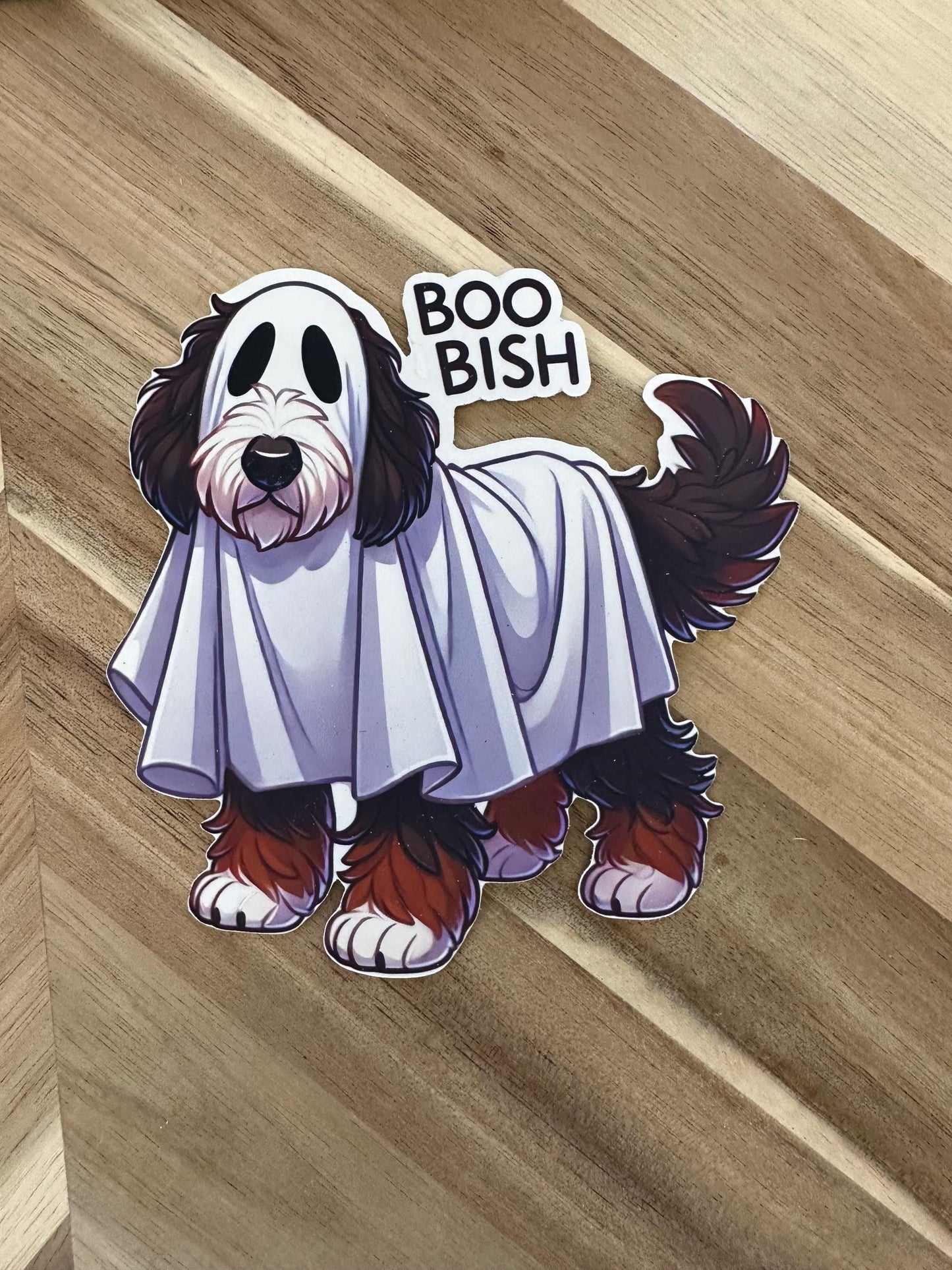 Bernedoodle Boo Bish Halloween Sticker