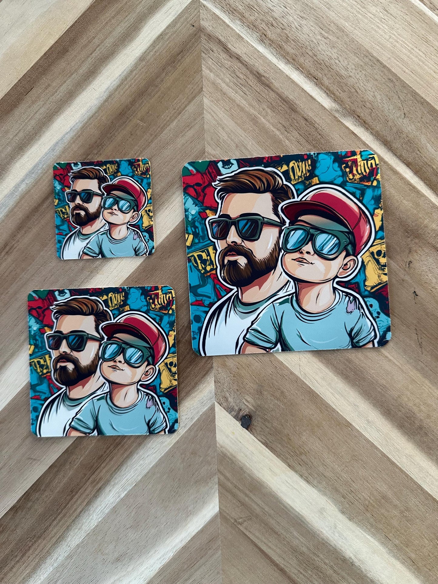 Cool Dad & Son Graffiti Style Sticker | Hip Hop Father Child Decal | Street Art Family Gift | Urban Dad Sticker | Father's Day Present