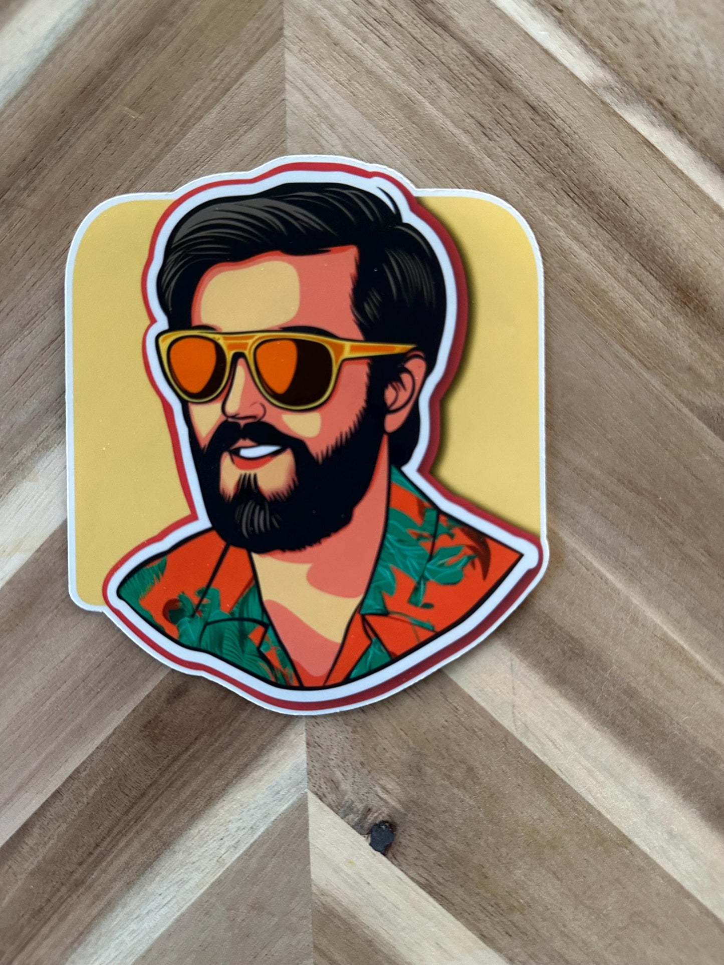 Tropical Dad Vibes Sticker: Hawaiian Shirt, Retro Sunglasses