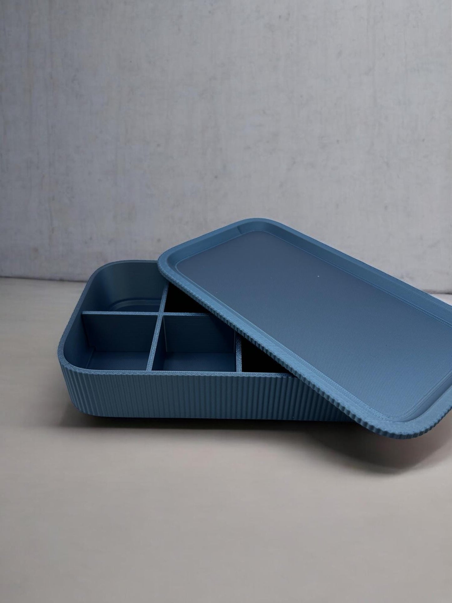 3D Printed Stackable Storage Box Set - Ribbed Desk Organizer