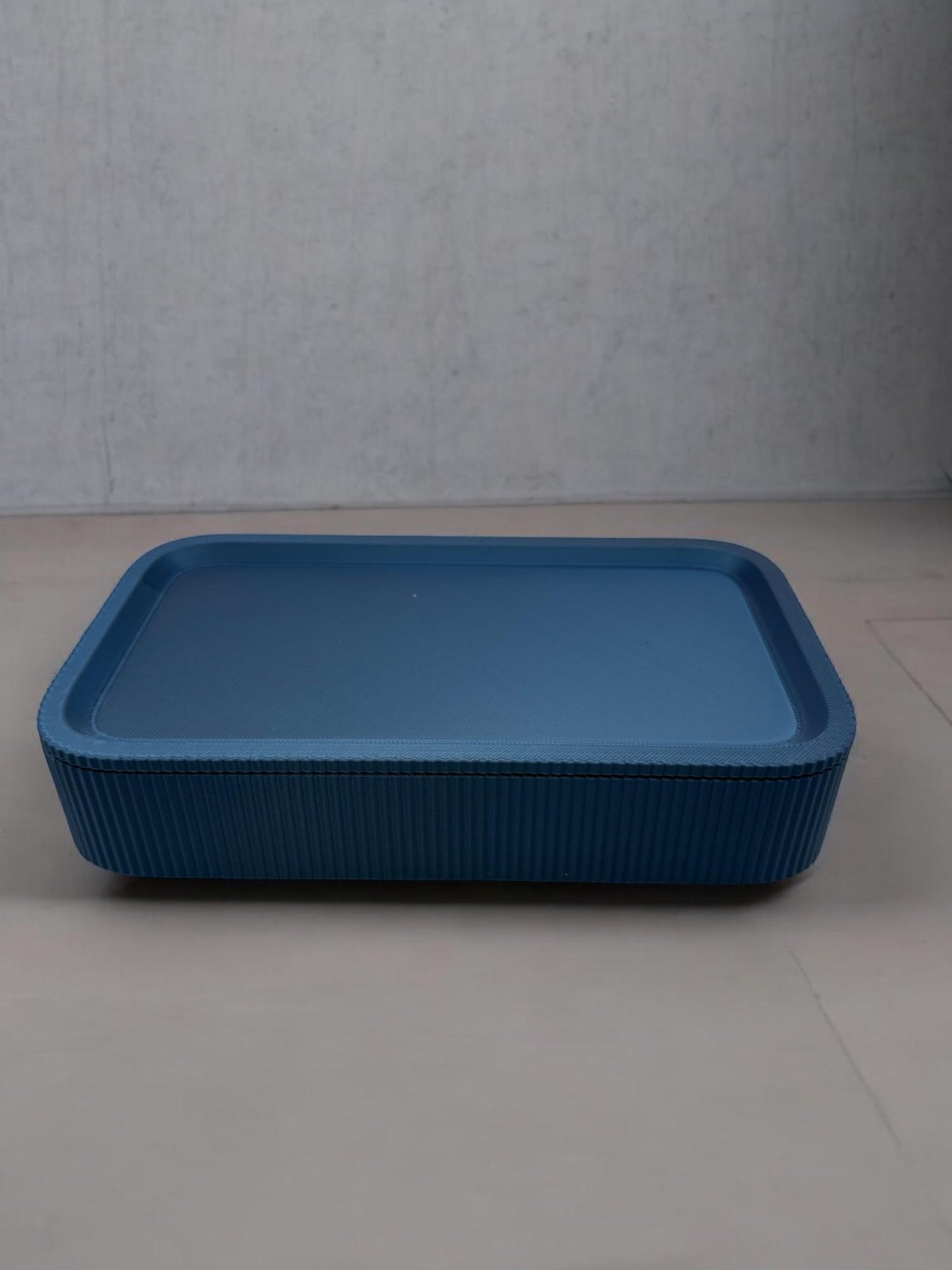 3D Printed Stackable Storage Box Set - Ribbed Desk Organizer