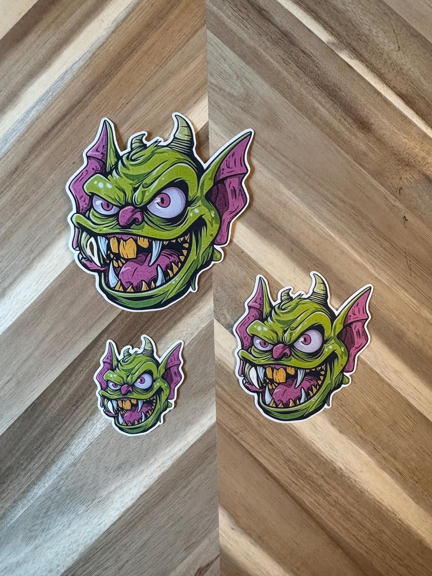 Green Goblin Vinyl Sticker: Waterproof Fantasy Monster Decal