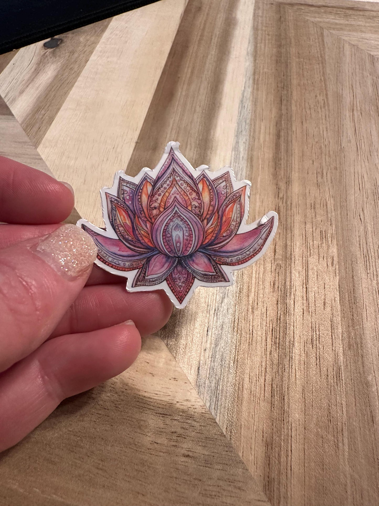 Watercolor Lotus Flower Sticker: Mandala Art, Boho Yoga Decal