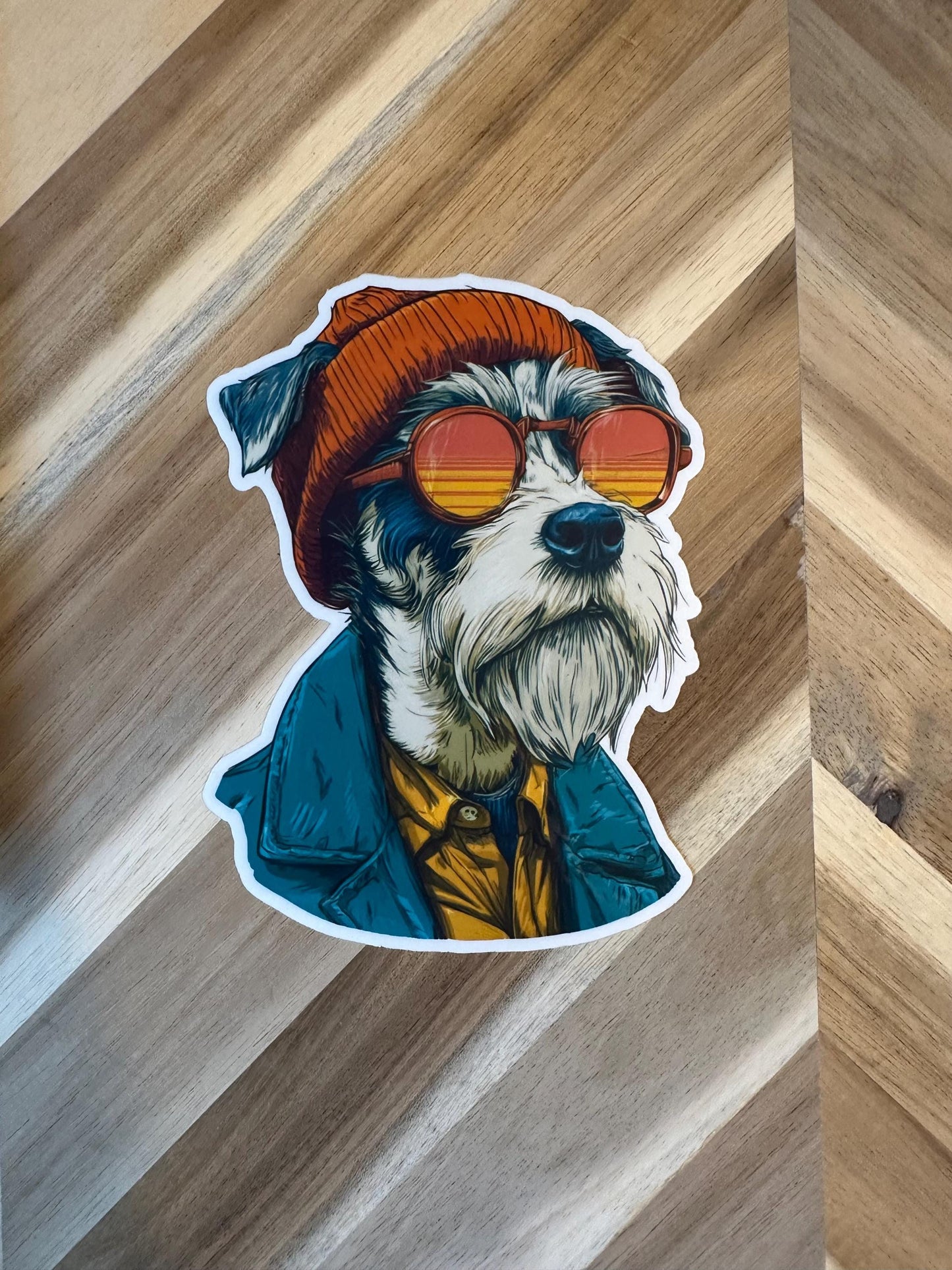 Cool Dog with Sunglasses Sticker - Retro Vintage Style Pet Decal