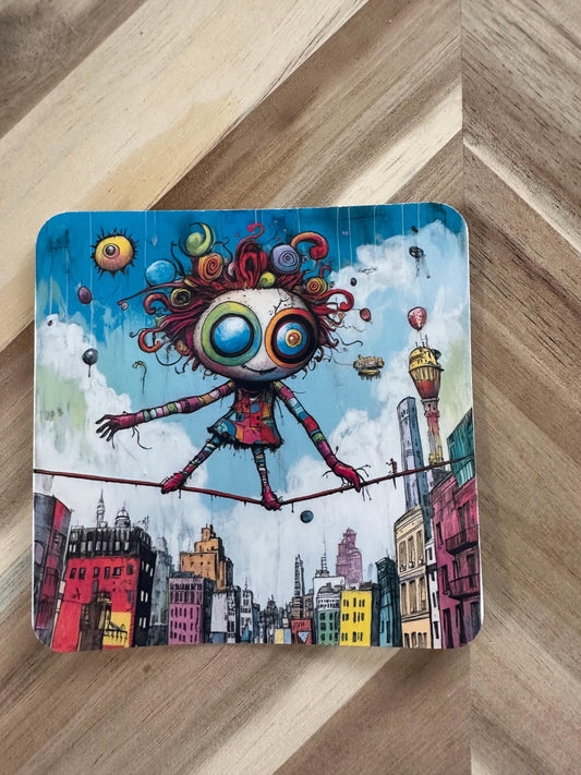 Whimsical Tightrope Walker Sticker - Circus Fantasy Vinyl Decal