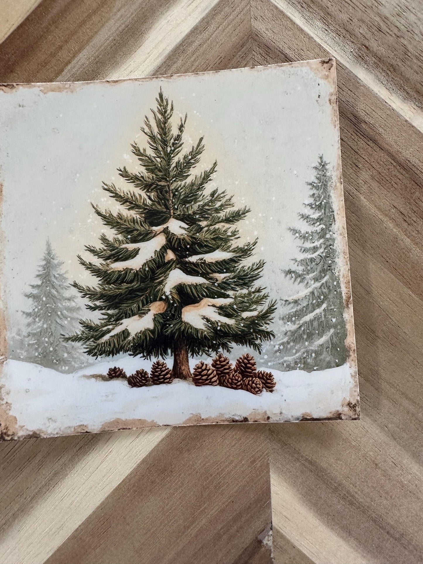 Vintage Christmas Tree Sticker: Holiday Nostalgia Design