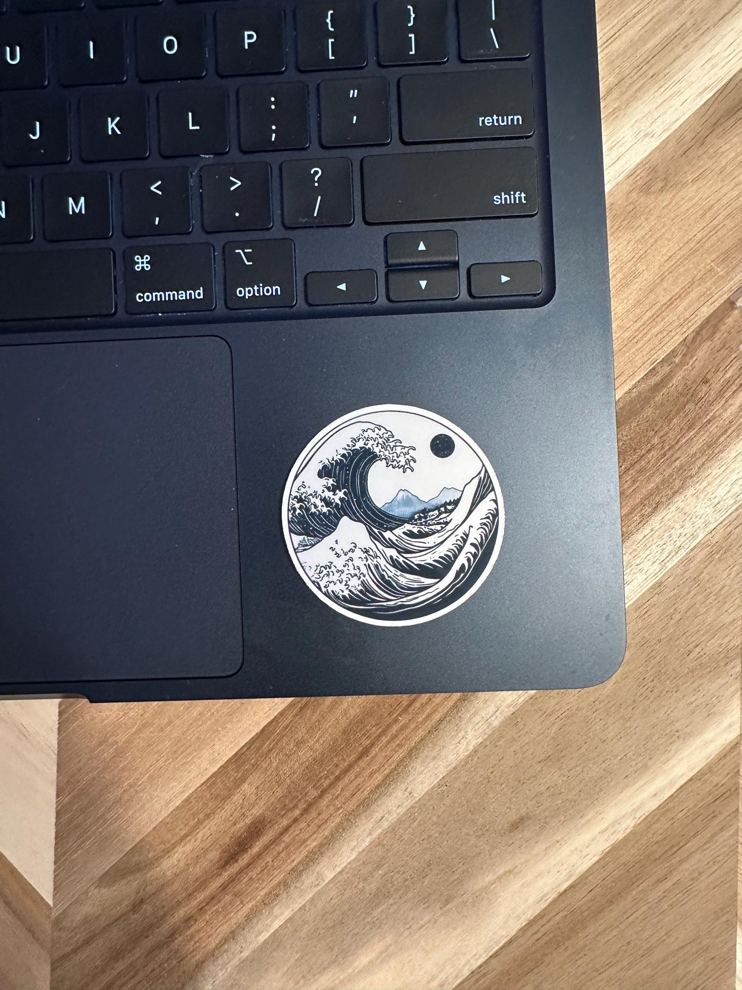 Japanese Wave Sticker: Black and White Ocean Art, Waterproof Vinyl Decal