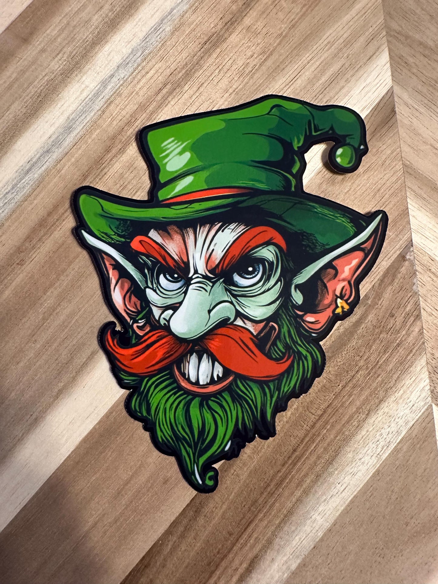 Angry Leprechaun Vinyl Sticker | Goblin Decal | Irish Folklore Art | Laptop Water Bottle Sticker