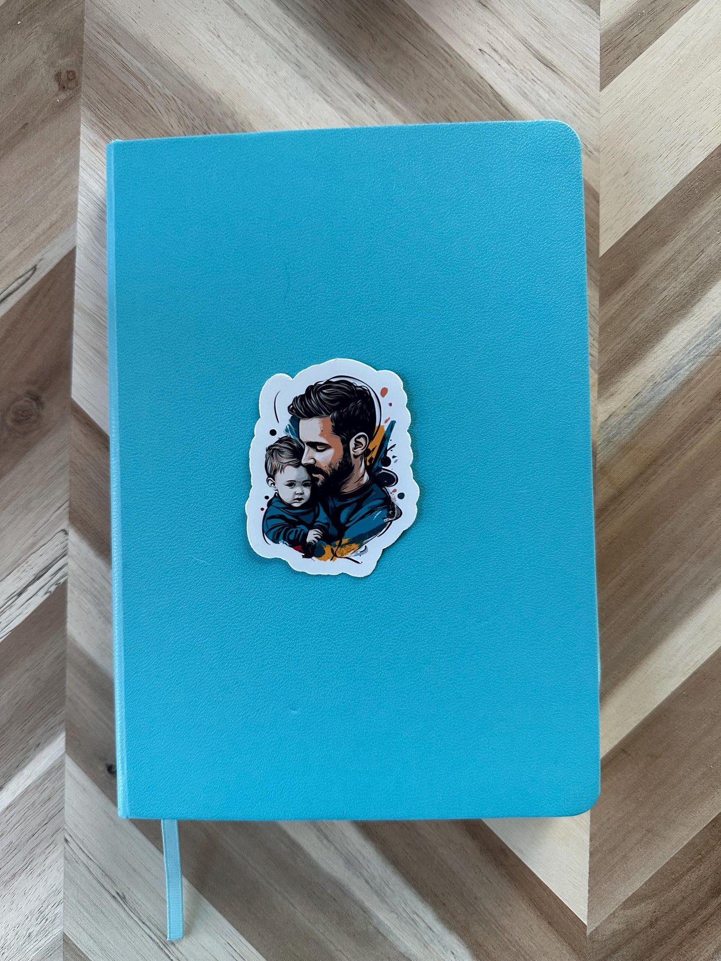 Father & Baby Art Sticker: Modern Family Portrait Vinyl Decal