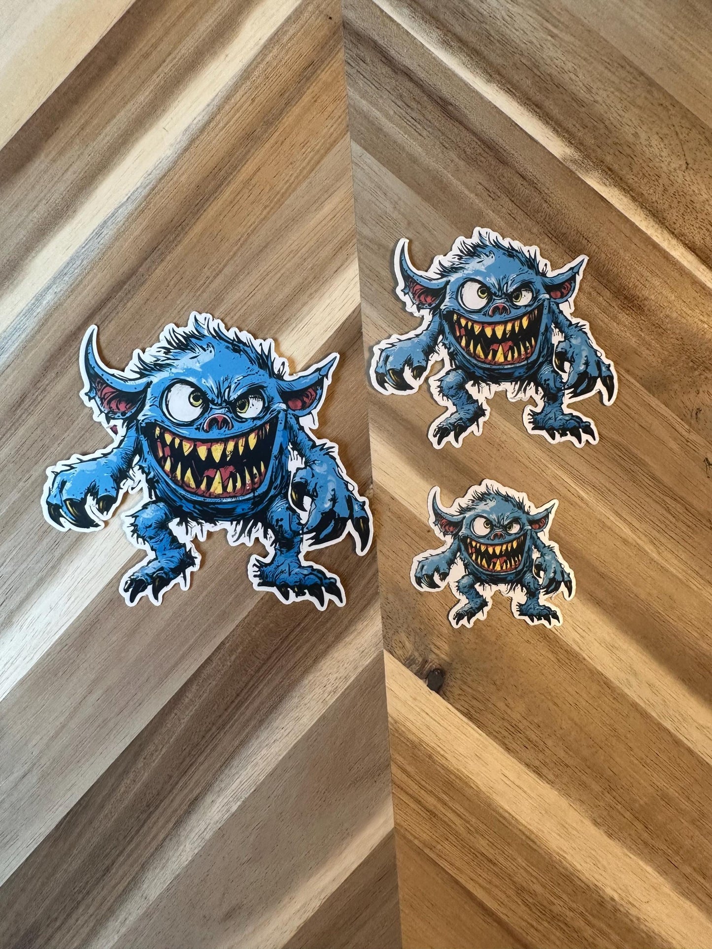Blue Monster Vinyl Sticker: Waterproof Yeti Creature Decal