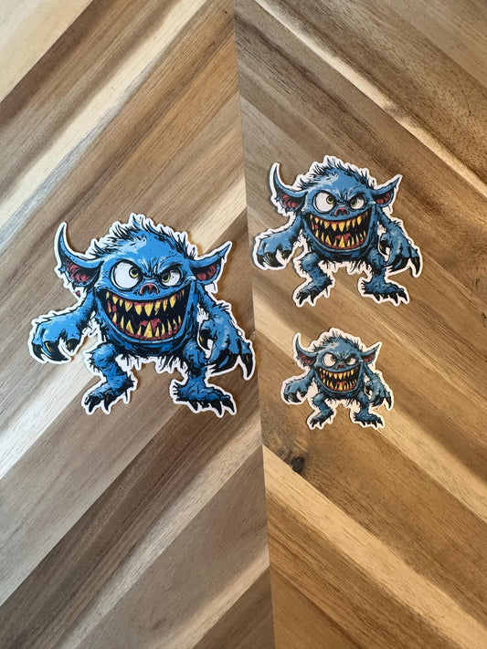 Blue Monster Vinyl Sticker: Waterproof Yeti Creature Decal