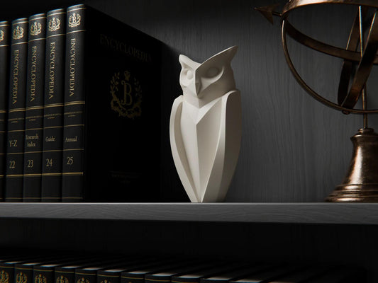 3D Printed Geometric Owl Sculpture - Modern Minimalist Home Decor