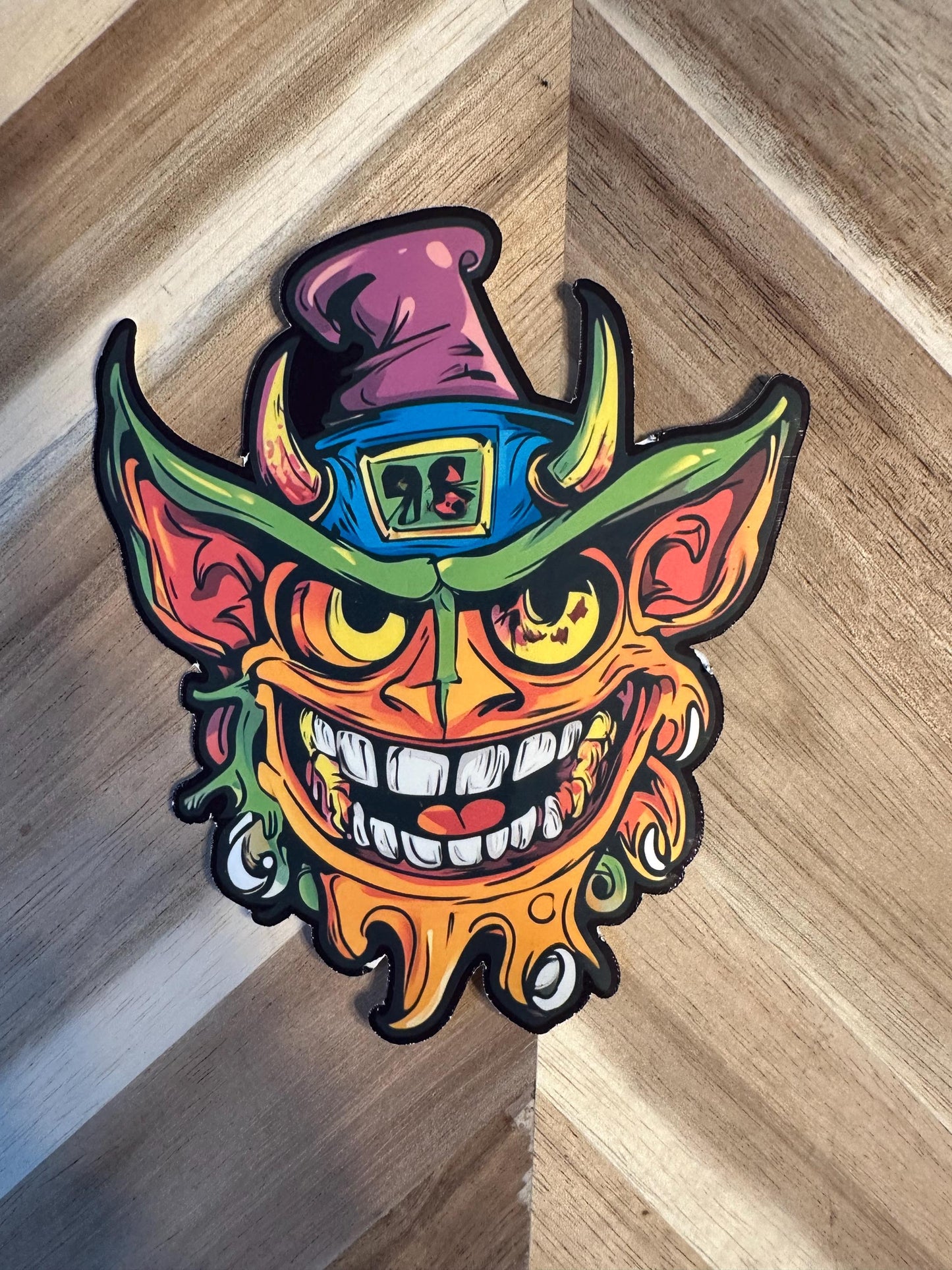 Psychedelic Monster Vinyl Sticker: Halloween Horror Art Decal