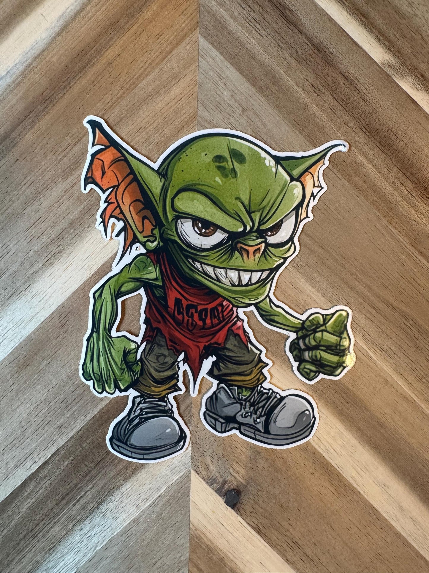 Green Gremlin Vinyl Sticker: Urban Monster Streetwear Decal